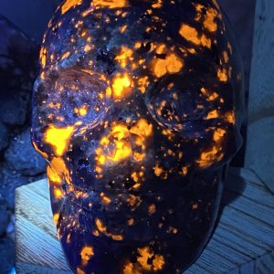 XL UV Reactive Tourmaline, Jasper, Agate Skull